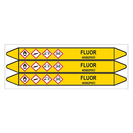 Značení potrubí, fluor,3 ks, 355 × 37 mm